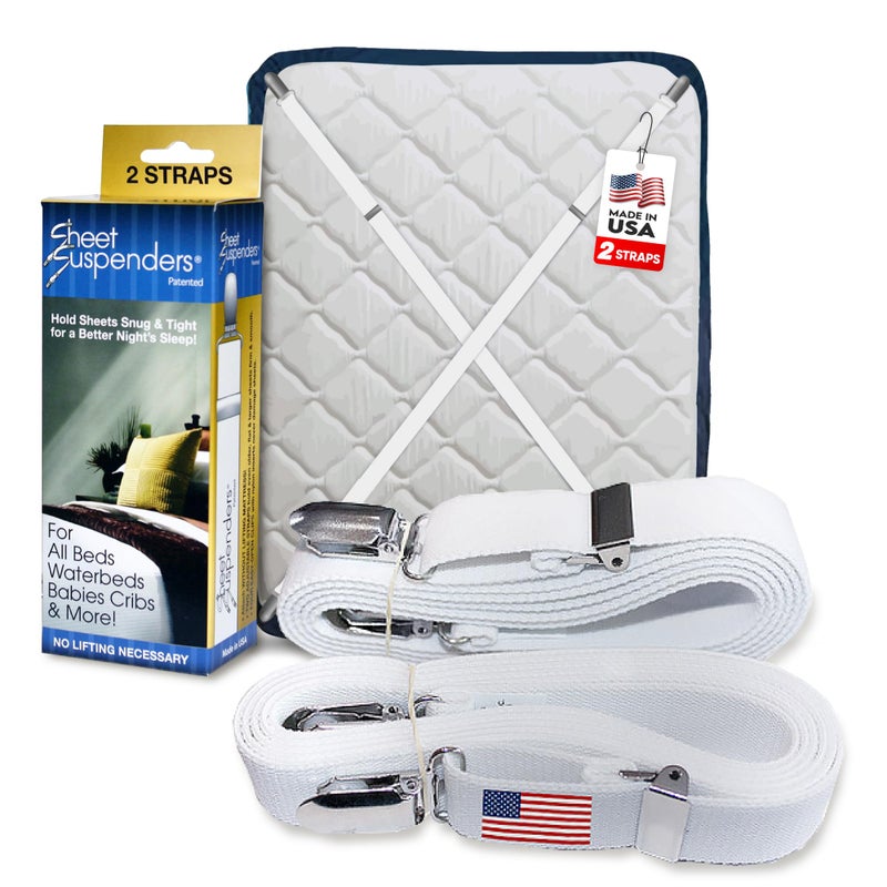 Sheet Suspenders Original Bed Sheet Straps with Clips Holder - Fitted Sheet Straps, Bed Sheet Holder, Bedsheet Clips/Straps - Fits All Mattress Sizes - Image 1
